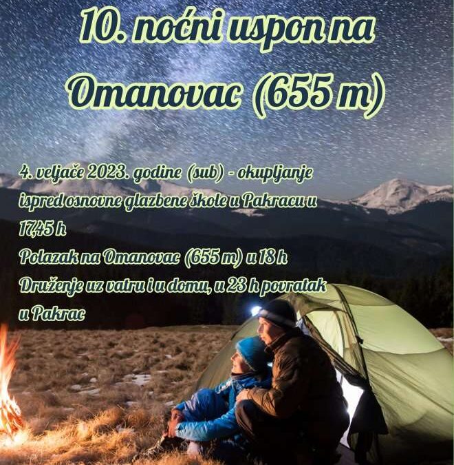 10. noćni uspon na Omanovac (655 m)