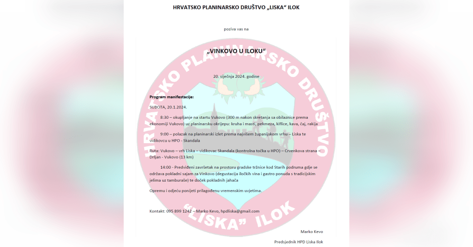 Planinarska manifestacija Vinkovo u Iloku